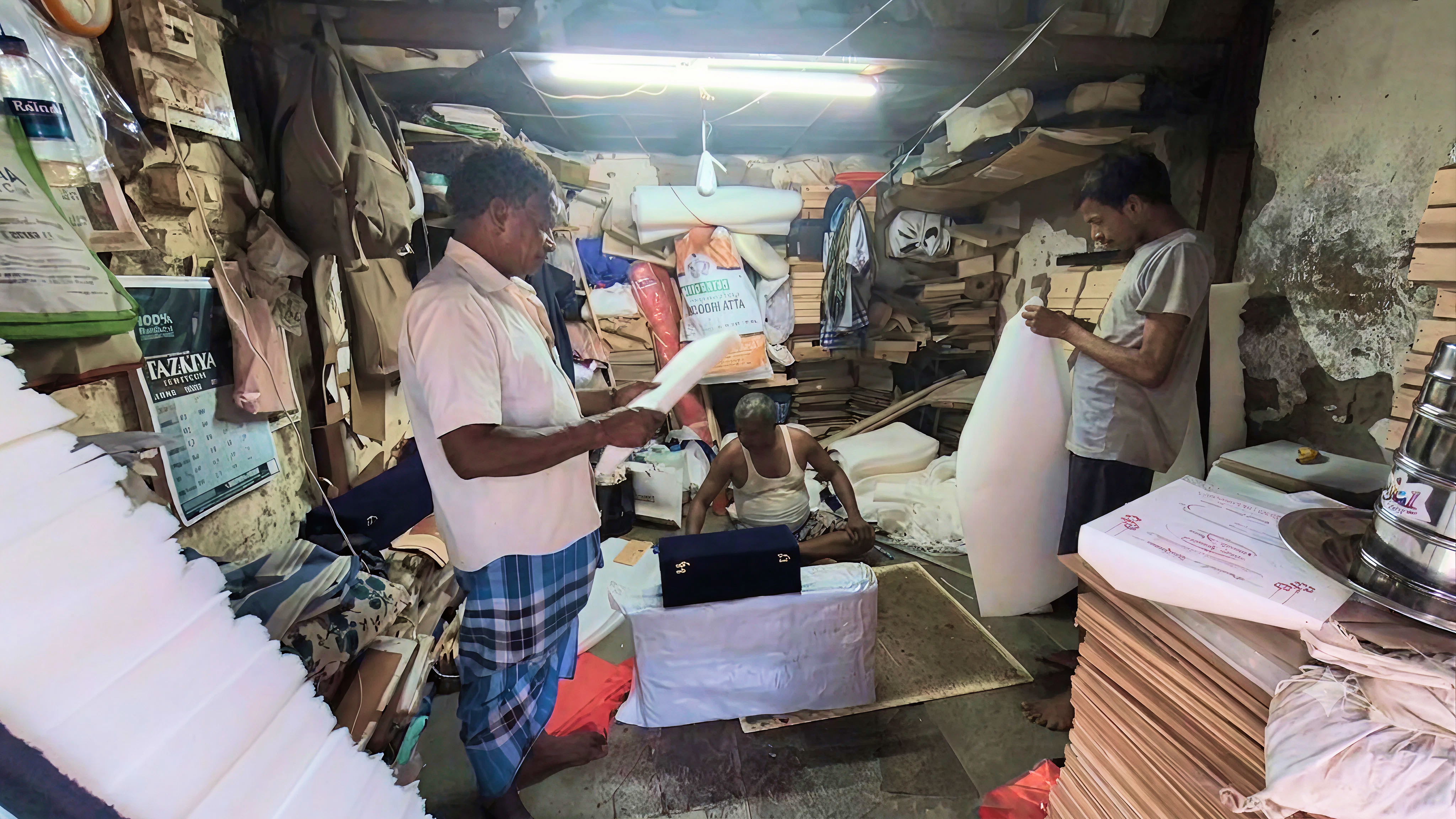 Bashir instructing his workers in his workshop