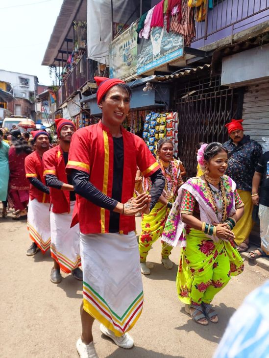 Procession to the Mithi River for the Nariyali Purnima Festival 