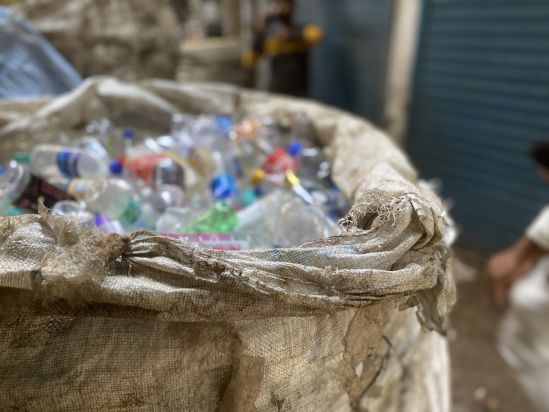 a plastic recycling area in Dharavi