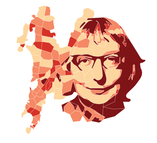 Urbanist Jane Jacobs, and a template for a density-diversity map of Mumbai. Illustration by Hugh Ebdy 