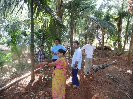 Sunita, her house and newly planted coconut grove and vegetable garden.  (with Rahul, Jai, Matias and Bharat behind the camera) in Kajarghati (Ratnargiri)