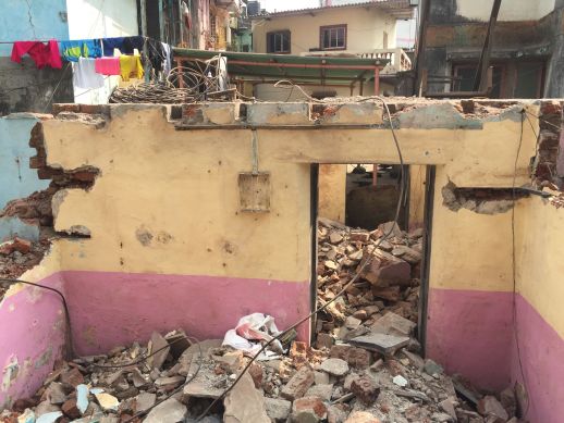 Partial demolition of Jairam Seth Chawl in Dharavi Koliwada