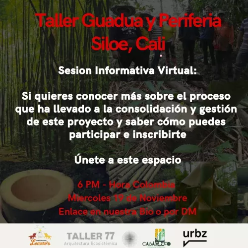 Del 27 al 30 de noviembre tendremos el workshop Guadua y Periferia para la consolidación del Teatro verde de la organización Lomerit. Si quieres saber más sobre la historia de este proceso y conocer más sobre los objetivos y aprendizajes del taller te invitamos a esta sesión informativa el Miércoles 19 de noviembre a las 6 pm hora Colombia liderada por @nataliadulceytaller77 @casagrafo @lomeritos.siloe y @urbz. Encontrarás el link para participar aquí : https://meet.google.com/rrq-ugji-obo o en nuestra bio o por DM. Te esperamos !