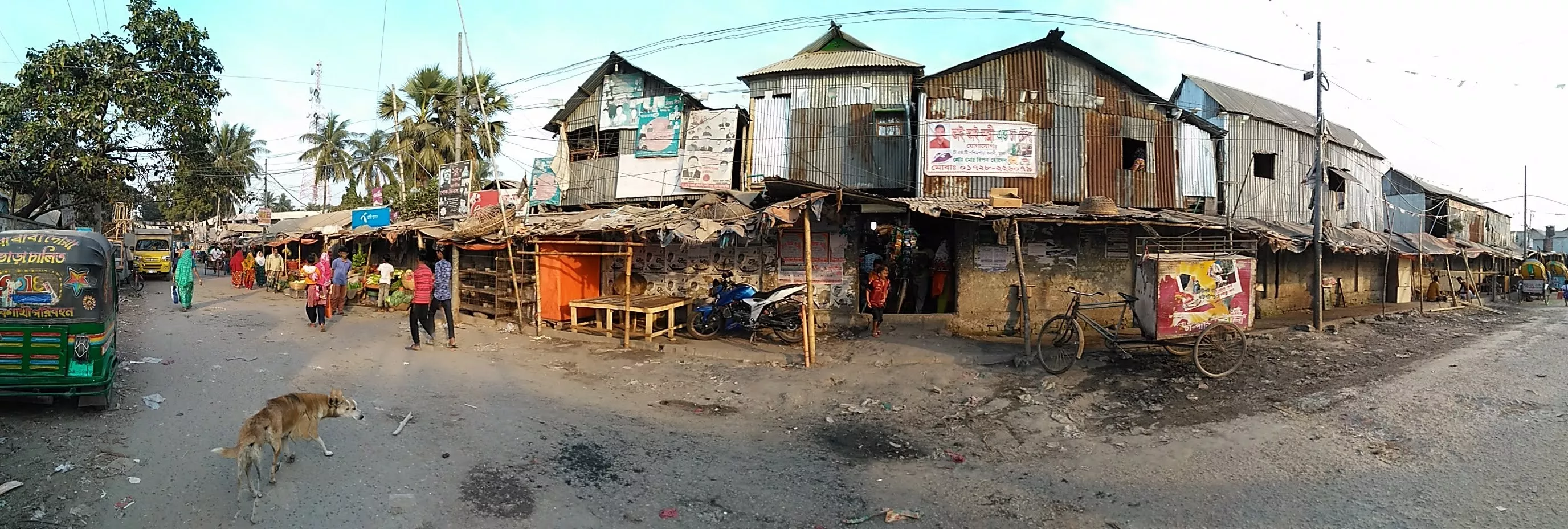 The wall, market, and points of entry to Karail.