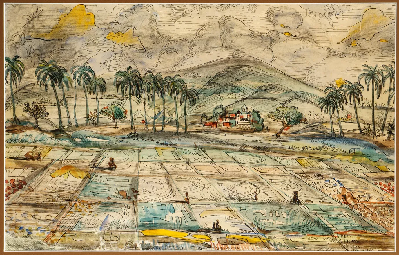 FN Souza, 1942 rice paddy in Goa | Photo Credit: Grosvenor Gallery 