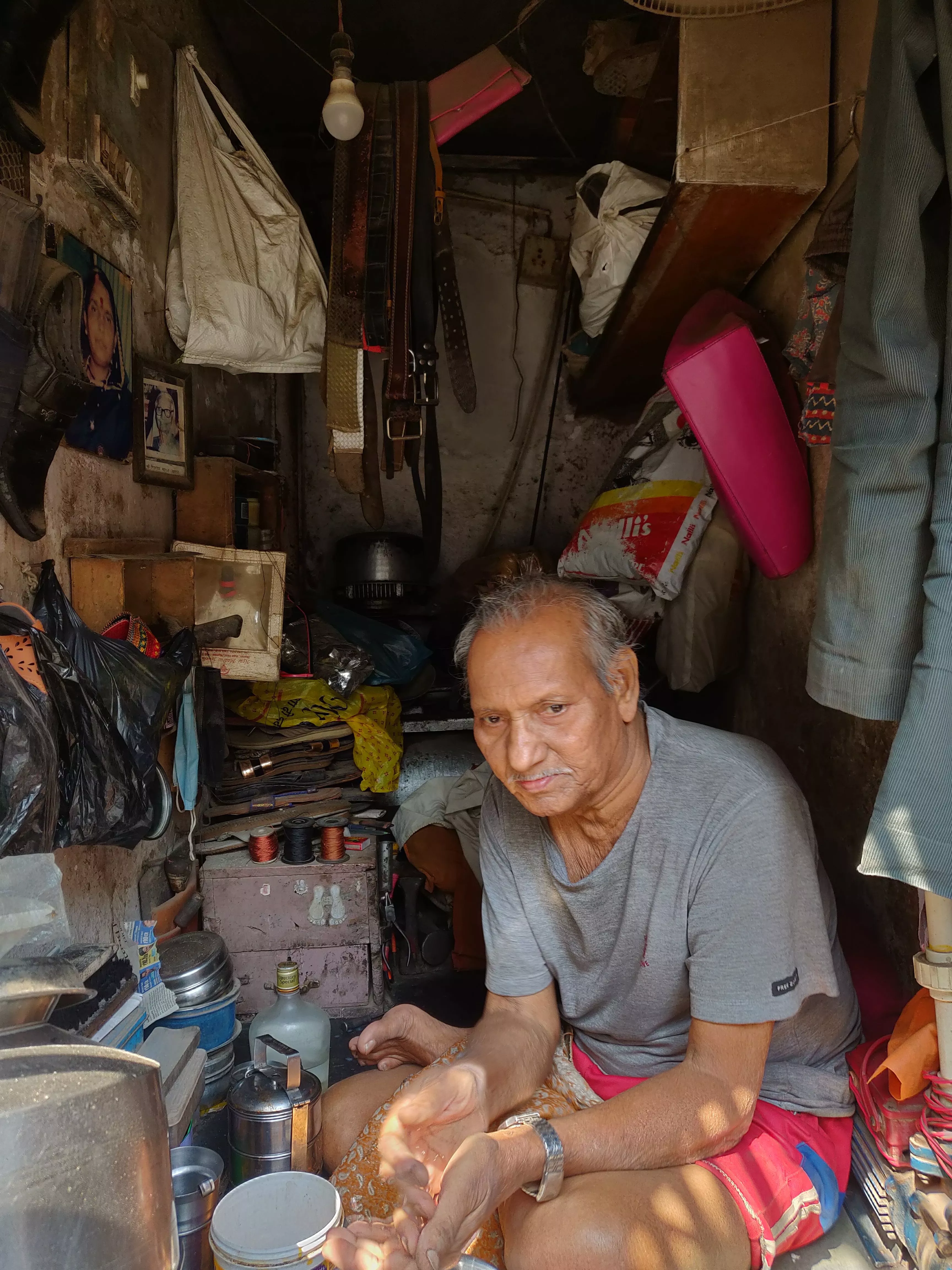 Hanuman Bhai’s Shoe workshop from inside