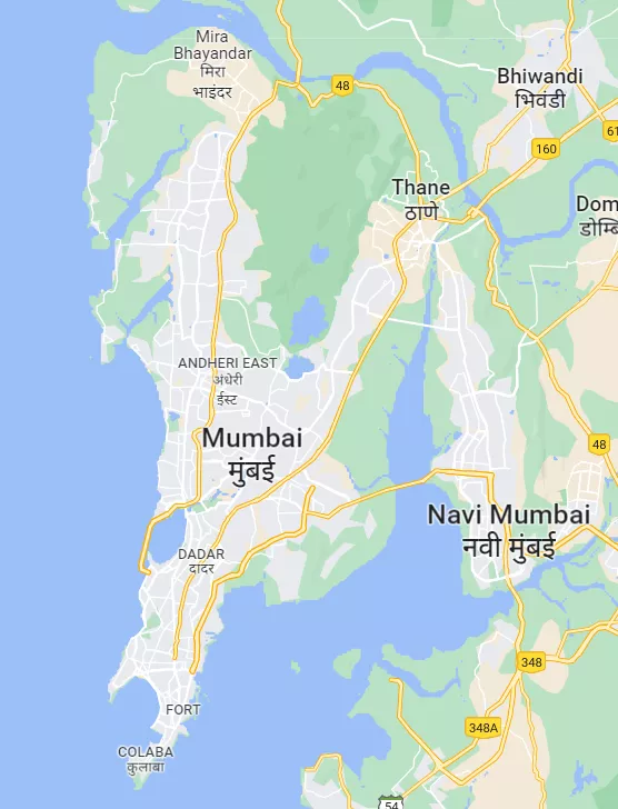 Figure 2: Current Google Map of Mumbai (Source: 2.	https://www.urbz.net/sites/default/files/styles/columned_xlarge/public/image_caption/2022-02/mum.png?itok=J_jizck6)