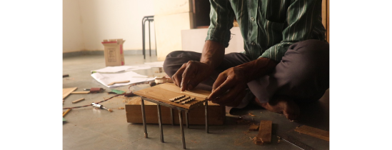 Several iterations of the roof made by Manoj. The pitch of the roof had to be readjusted to increase its efficiency.