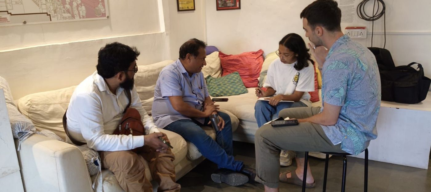Khurshid Bhai, Raju Korde at the urbz office in discussion with Noah and Ratika