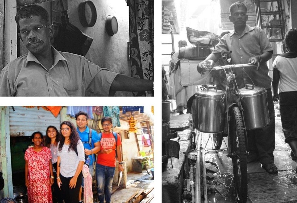 The students interacting with families and workers in Dharavi
