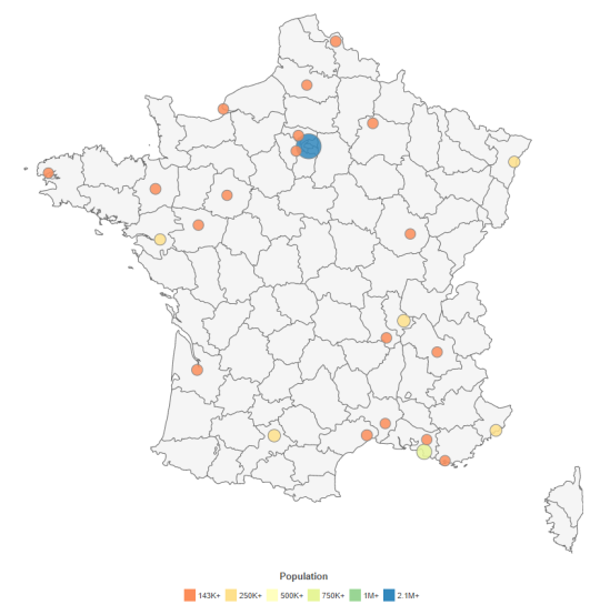 Figure 1 - Population in Cities of France (Source: https://worldpopulationreview.com/countries/cities/france)