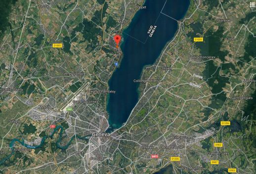 Localisation du site à Versoix dans le canton de Genève, Suisse. 