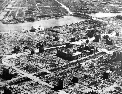 Tokyo in the immediate aftermath of World War II, during which American firebombs destroyed large parts of the city.