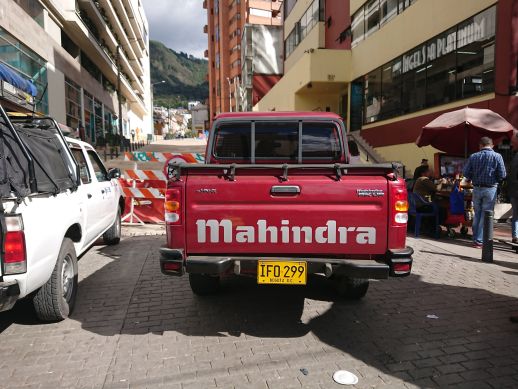 A Mahindra Pickup up truck in the parking
