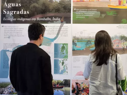 We are happy to share that our project - Sacred Waters/ Águas Sagradas - made it all the way from Mumbai to São Paulo, for the 14th International Architecture Biennale happening at the Oca, Ibirapuera Park, São Paulo!

This community-led project is a collaboration between urbz and the indigenous fishers, the Kolis, in one of the densest settlements in the world, Dharavi, Mumbai.

For the Kolis, the waters symbolise a sacred relationship with the environment. They commemorate nature by celebrating festivals such as Naralli Purnima, where every monsoon, on a full moon day, they renew their pledge to protect their habitat. 

The project includes the regeneration of fishing grounds, which remain important to Koli identity. It unites their livelihood concerns with an ecological imagination that grows from their collective, ancestral knowledge and expertise. 

The intimate interaction with the estuary has also made the community a vanguard of climate adaptation. The project hopes to transform a stressed ecology by re-establishing a connection to the sacred waters. 

Friends in São Paulo, please do visit the Biennale, which showcases the efforts of local communities, architects and urban planners working on a diverse scale and range of projects addressing the impacts of an overheated planet. The Biennale is free to enter and on until October 19th, 2025!

#dharavitosaopaulo #participatorydesign #urbz